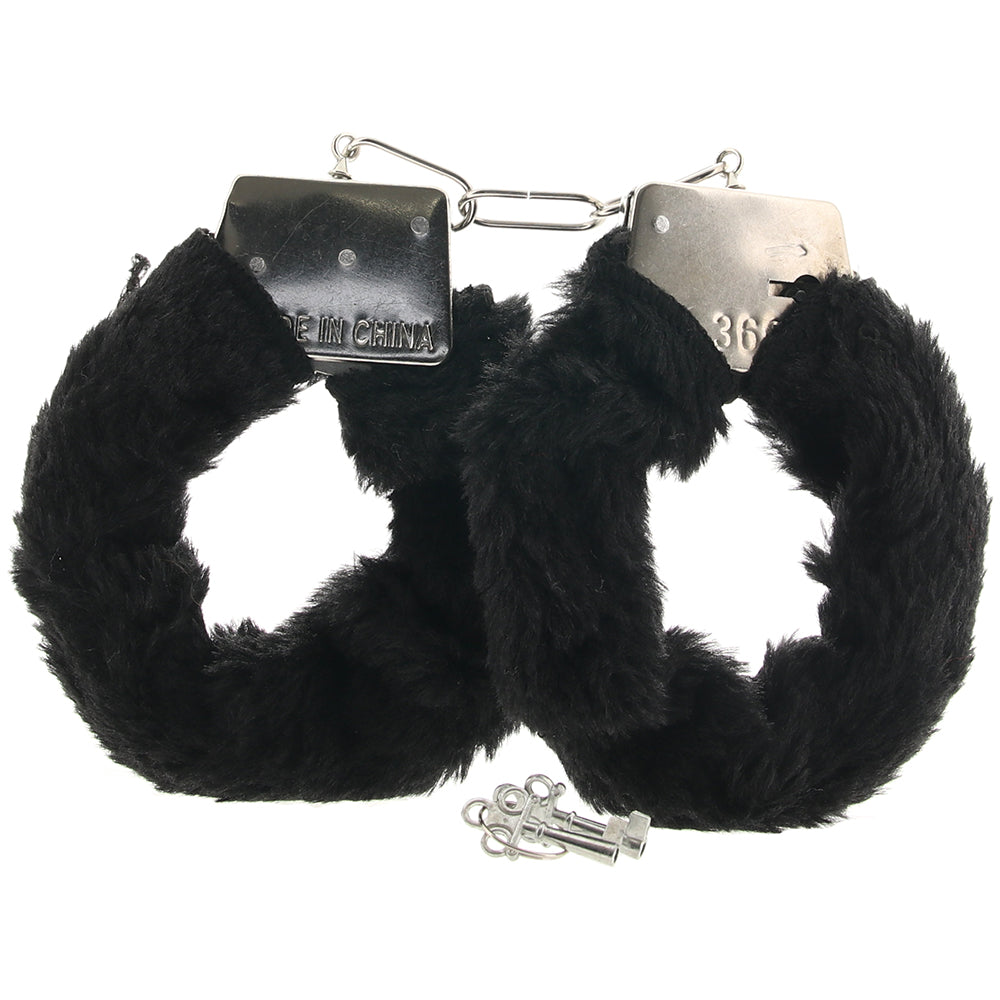 Playful Furry Cuffs With Keys In Black